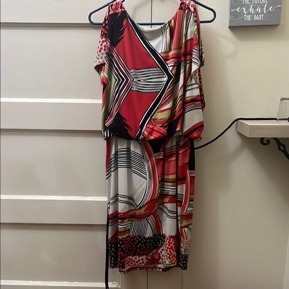 Cato Red and Black Asymmetrical Sundress